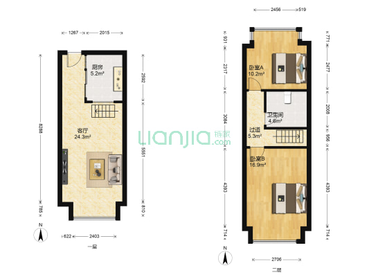 珠江新城 2室1厅1卫 44平方
