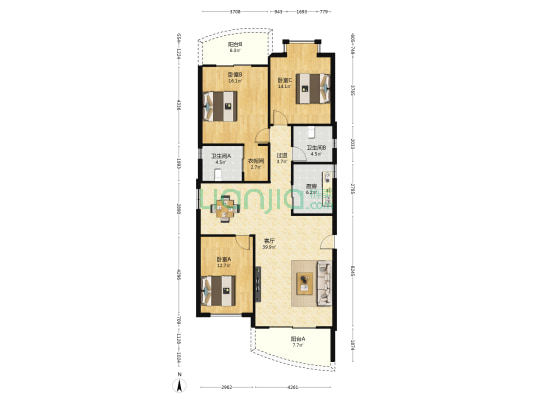 上城名都 3室1厅2卫 135平方
