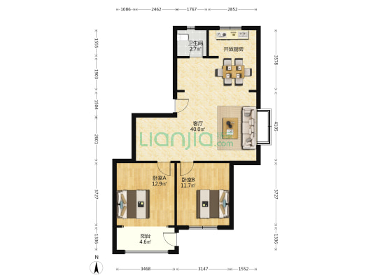 状元府邸 2室1厅1卫 97平方
