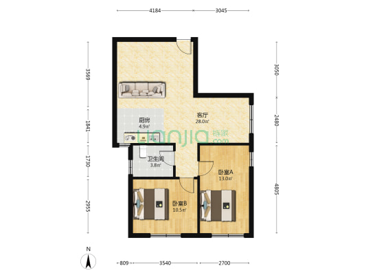 安惠大厦 2室1厅1卫 83平方