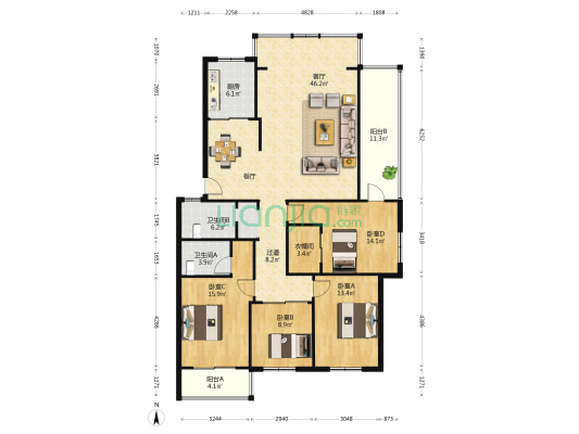 翠榕苑 4室1厅2卫 151平方