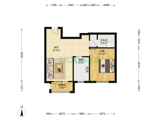 李桃园 1室1厅1卫 73平方