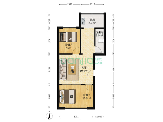 北華大学北校区住宅 2室1厅1卫 66平方