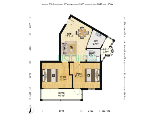宏盛公寓 2室1厅1卫 73平方