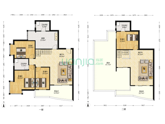 燃气小区 4室2厅3卫 174平方
