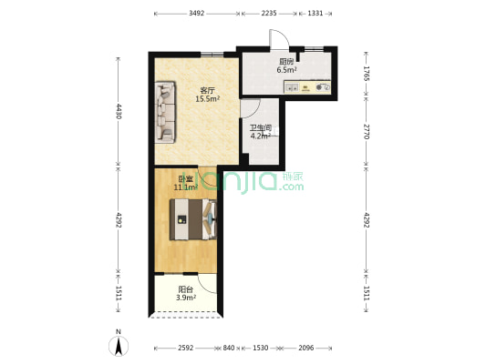 滨江花园(台江区) 1室1厅1卫 47平方