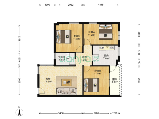 容桂镇文华路华兴楼 3室1厅1卫 100平方