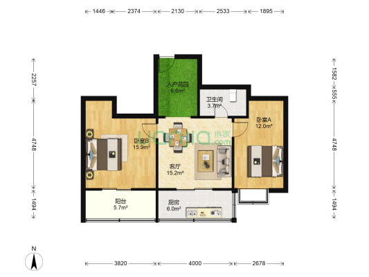唐都温泉花园 2室1厅1卫 81平方