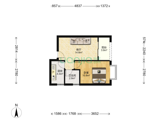 海洲时代 1室1厅1卫 56平方