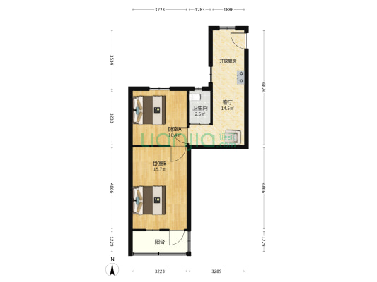 人民路2111号 2室1厅1卫 54平方