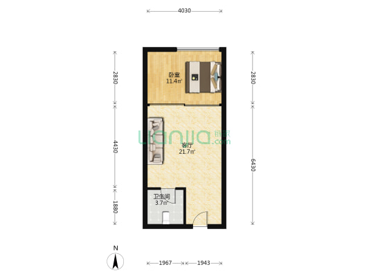 捷登都会 1室1厅1卫 53平方
