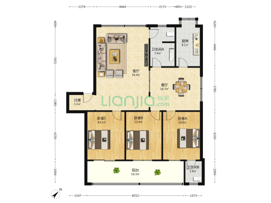 外贸土畜产小区 3室2厅2卫 158平方