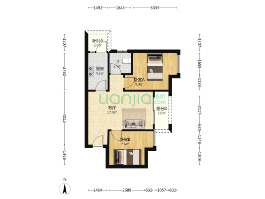 绿岛丽景一期 2室1厅1卫 60平方