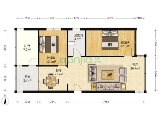 西昌路26号 2室2厅1卫 79平方