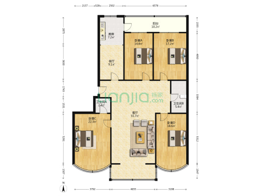 长春市政府小区 4室2厅2卫 190平方