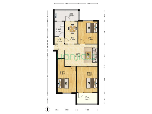 环山路132号 3室2厅1卫 113平方