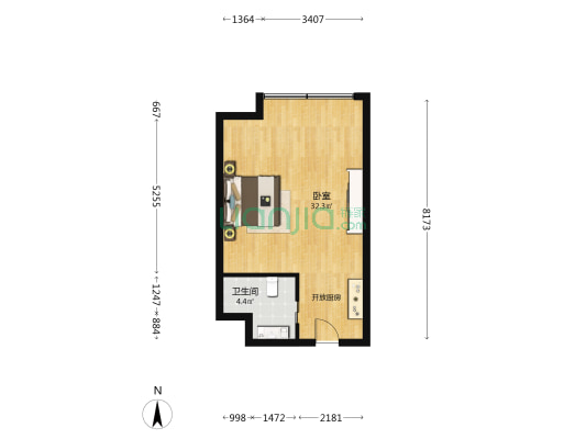 佳源快乐 1室0厅1卫 53平方