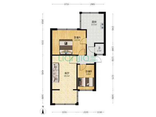 牡丹街9号 2室1厅1卫 59平方