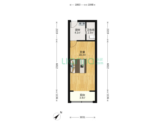 大连路1534号 1室0厅1卫 35平方