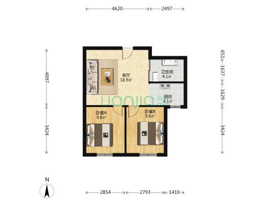 威恩新村B区 2室1厅1卫 63平方