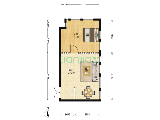 杭州万达广场 1室1厅0卫 70平方