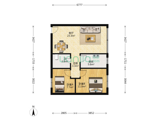 新民园小区 2室1厅1卫 67平方