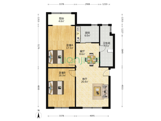 中国大蓬车周昭文大马戏团宿舍 2室2厅1卫 96平方