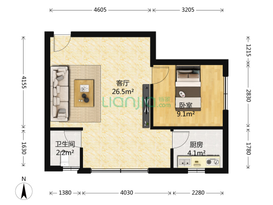 文明社区 1室1厅1卫 48平方