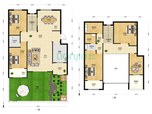 上城府第 5室2厅2卫 297平方