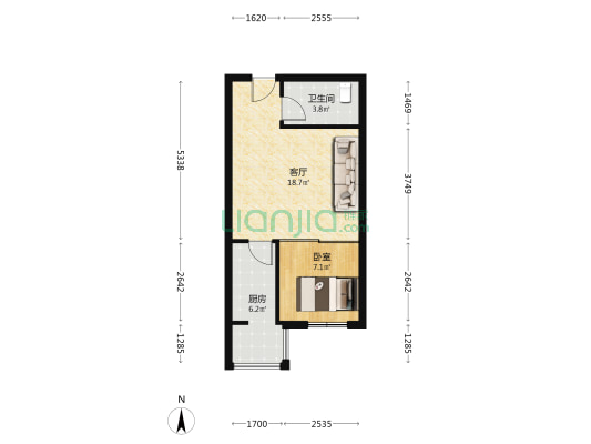 沙柳花园 1室1厅1卫 52平方