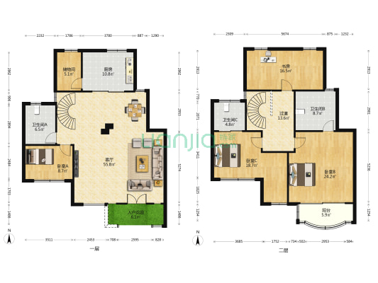 益田花园 4室1厅3卫 213平方