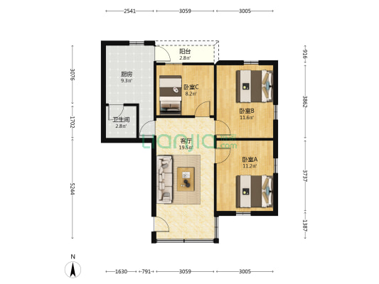 林涌尾 3室1厅1卫 71平方