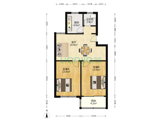 五雲橋坊 2室1厅1卫 78平方