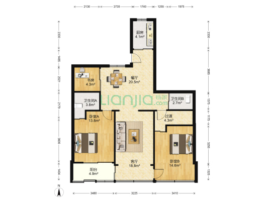 谢池小区 3室2厅2卫 109平方
