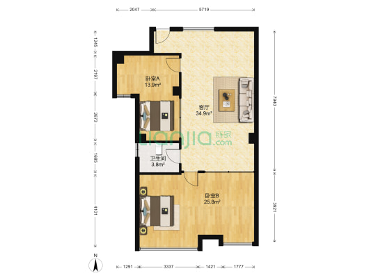 汇通大厦 2室1厅1卫 108平方