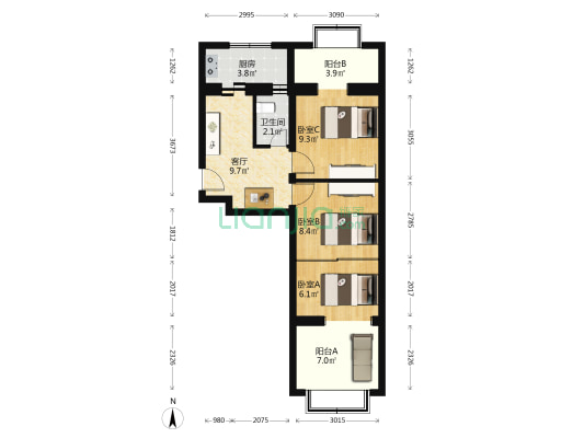 安德东里 3室1厅1卫 50平方