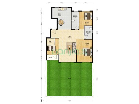 北方华和家园 3室1厅2卫 140平方