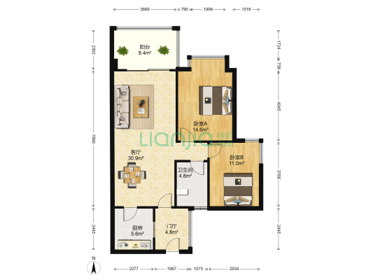 蓝光香境 2室1厅1卫 72平方