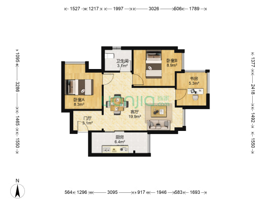 瑞同优米 3室1厅1卫 79平方