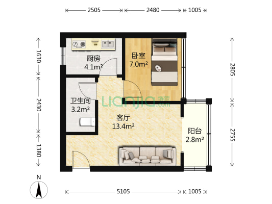 新雅中街52号 1室1厅1卫 38平方