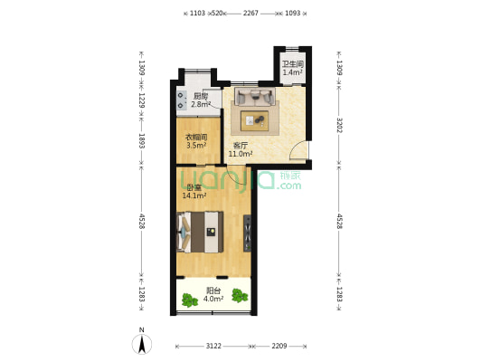 洪都一区 1室1厅1卫 46平方