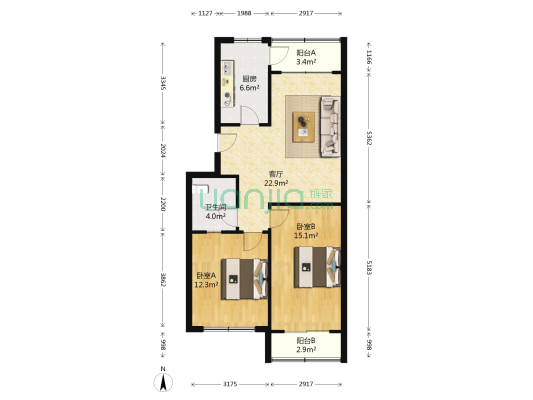 安居小区(即墨) 2室1厅1卫 77平方