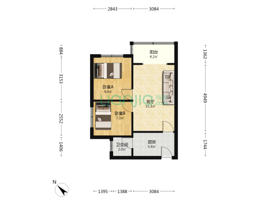 江建村 2室1厅1卫 51平方