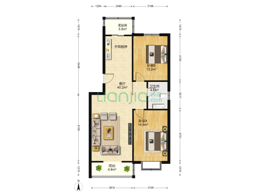 景欣苑 2室1厅1卫 98平方