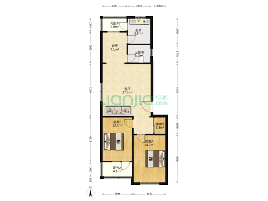 晨晖里 2室2厅1卫 99平方