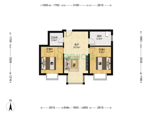 翠林漫步 2室1厅1卫 67平方
