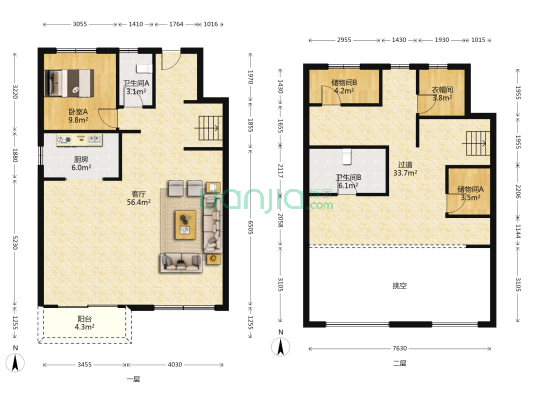 吴越锦麟苑 1室1厅2卫 167平方