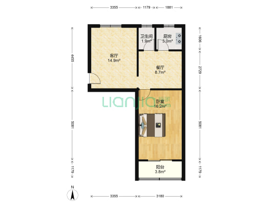 板楼采光视线不受影响 带楼下门房-户型图