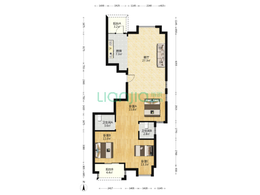 白垟佳园 3室1厅2卫 123平方
