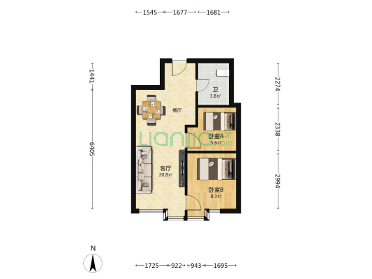 应来科创广场 2室1厅1卫 63平方